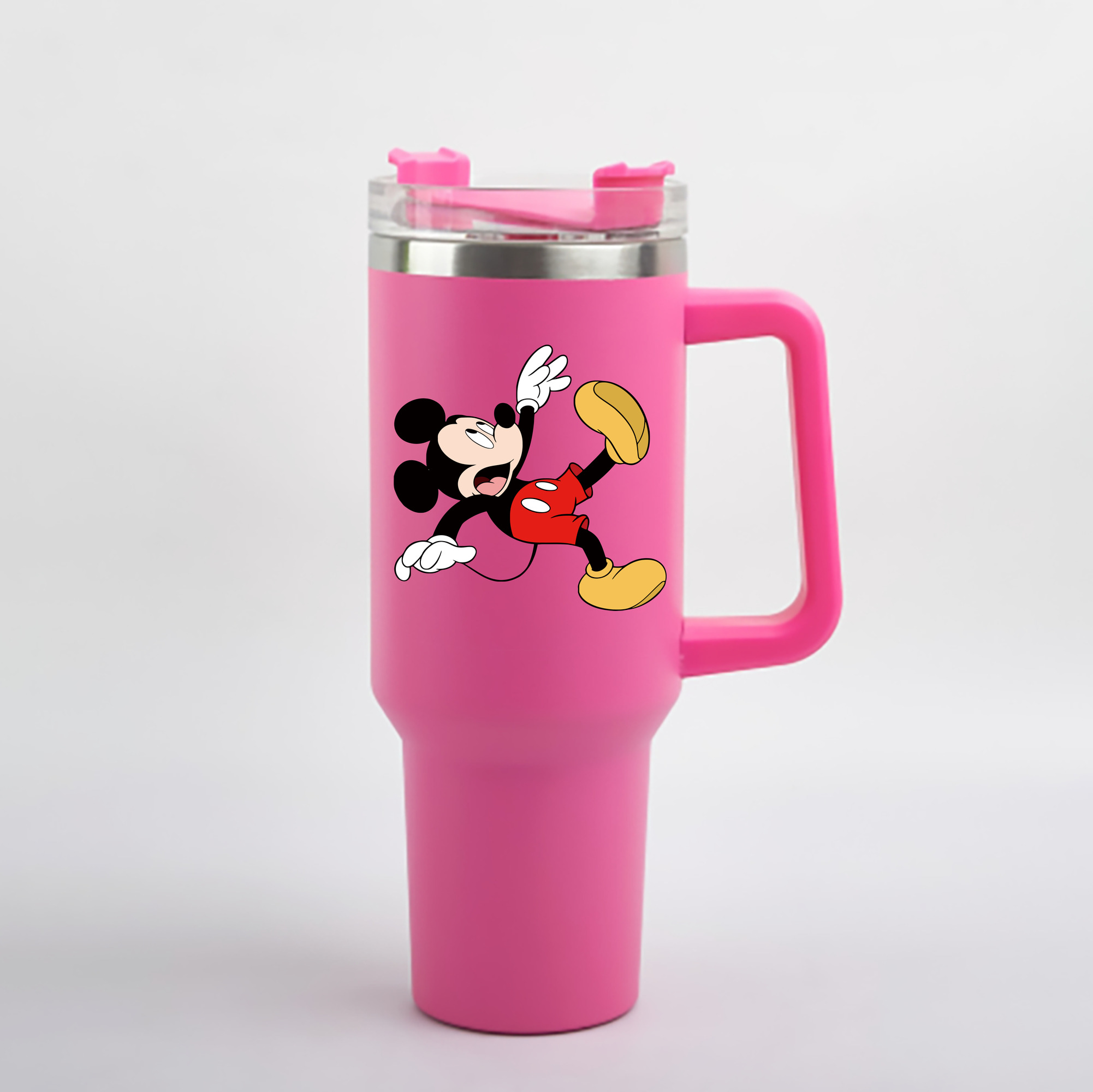 （画像用） ミッキーマウス Mickey Mouse 1200mL車用タンブラー - クリスタルステッカー（プラスチックストロー付き）